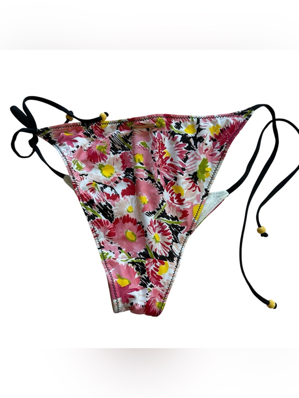 Stella McCartney Pink Yellow Floral Tie-Side Bikini Bottom XS - Picture 2 of 7